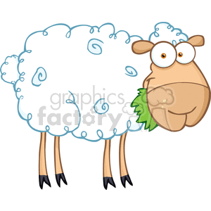 Cartoon sheep with grass in its mouth