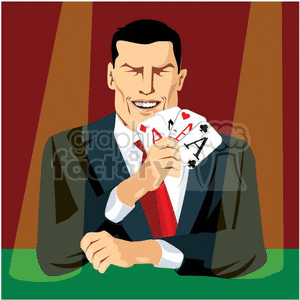 man with 4 aces
