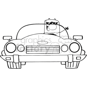 4352-Cartoon-Doodle-Businessman-Driving-Convertible-Car