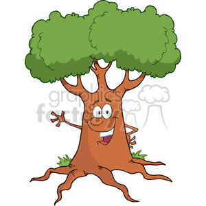 happy brown and green tree