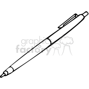 An outline illustration of a click pen, commonly used as an educational tool and office supply.