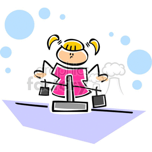 Cartoon girl using a scale 