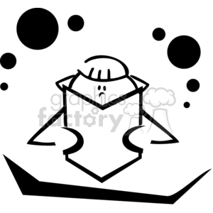 Black and white outline of a little girl reading a book