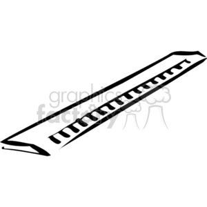 This is a black and white clipart image of a wooden ruler, used as a math measuring tool in education.