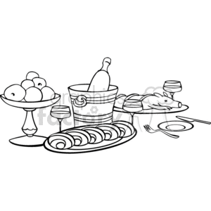food on a table outline