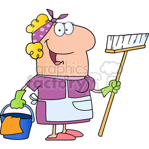 Cartoon cleaning lady