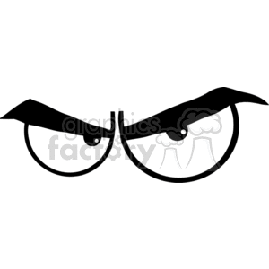 A black and white clipart image of a pair of angry or focused eyes with thick eyebrows.