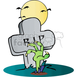 cartoon zombie crawling out of a grave