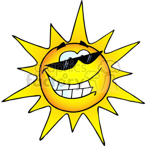 12888 RF Clipart Illustration Smiling Sun With Sunglasses