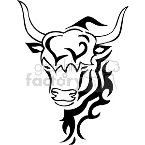 The clipart image features a stylized outline of an ox or cattle head. The design is bold and uses strong, flowing lines to depict the animal's features such as its horns, eyes, snout, and mane.