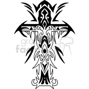 Intricate tribal cross design, suitable for religious tattoos or vinyl art, featuring bold, symmetrical patterns.