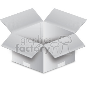 A clipart image of an open, empty cardboard box commonly used for shipping, delivery, or moving.