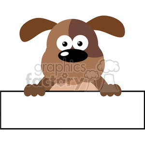   The clipart image shows a stylized brown dog or puppy holding a blank sign. The dog has large, expressive eyes, giving it a comedic or cute appearance. The sign is white with a black outline, and the dog