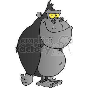A clipart image of a smiling cartoon gorilla with a confident expression, yellow eyes, and a large, muscular body.