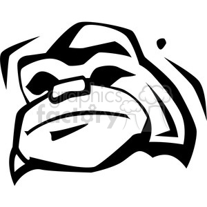 A stylized black and white clipart image of a gorilla's face, featuring strong lines and a focused expression.