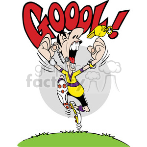cartoon soccer character screaming goal