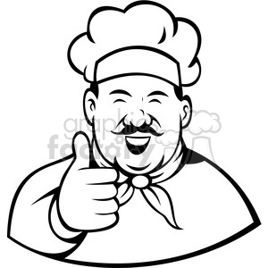 chef giving a thumbs up black white clip art