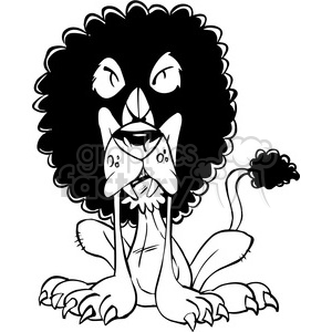 angry lion cartoon black and white