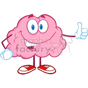 Royalty Free Clip Art Happy Brain Character Giving A Thumb Up