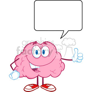 Royalty Free Clip Art Happy Brain Character Giving A Thumb Up Witch Speech Bubble