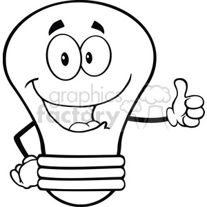   6126 Royalty Free Clip Art Light Bulb Cartoon Mascot Character Giving A Thumb Up 