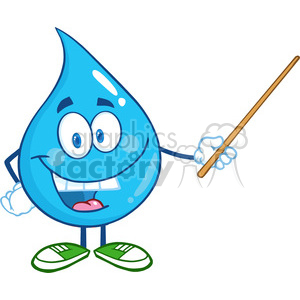6220 Royalty Free Clip Art Water Drop Character Holding A Pointer