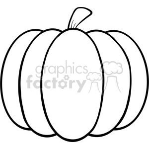 6601 Royalty Free Clip Art Black and White Pumpkin Cartoon Illustration