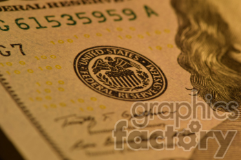 This photo shows a bank note, with the 'The Federal Reserve'  logo showing clearly on it.