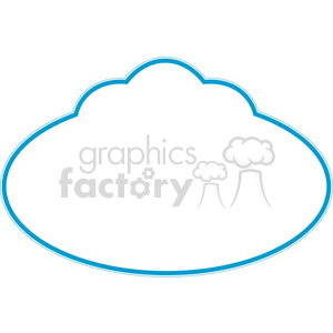A clipart image of a simple cloud outline with a blue border.