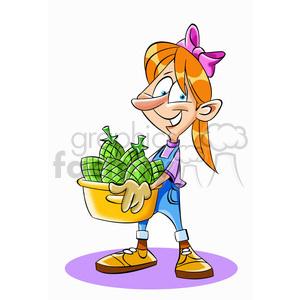 girl holding basket of fruit clipart. Commercial use GIF ...
