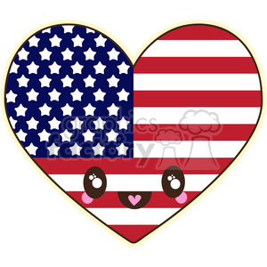 The clipart image shows a cute cartoon heart with the American flag design, and then cartoon eyes and a mouth