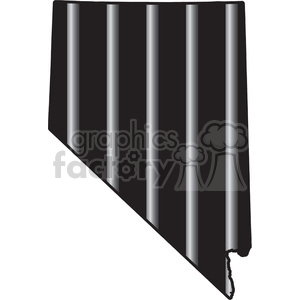 A vector clipart illustration of the state of Nevada with alternating black and gray vertical stripes.