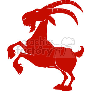 The clipart image depicts a stylized, red silhouette of a goat standing on its hind legs with curved horns and an open mouth, giving it a playful or comical appearance.