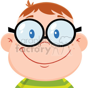 Royalty Free RF Clipart Illustration Smiling Geek Boy Head