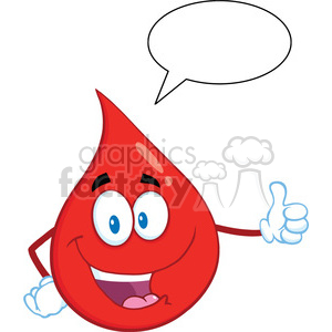 Clipart Illustration Red Blood Drop Cartoon Mascot Character Giving A Thumb Up