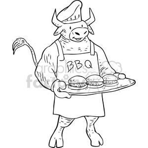 bull cooking bbq vector RF clip art images