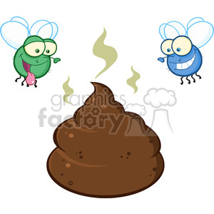 royalty free rf clipart illustration two flies hovering over pile of smelly poop cartoon characters vector illustration isolated on white backgrond