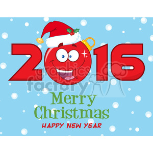   royalty free rf clipart illustration merry christma and happy new year greeting with christmas ball cartoon character and nubers vector illustration greeting card 