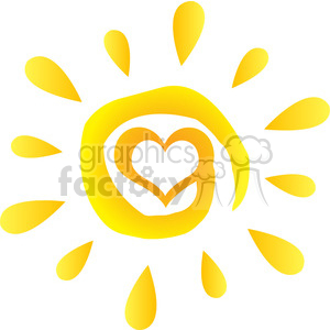 abstract sun with heart simple design with gradient vector illustration isolated on white background