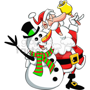 A festive clipart image featuring Santa Claus and a snowman joyfully singing together, embodying the holiday spirit.