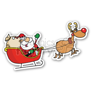 santa in sleigh sticker