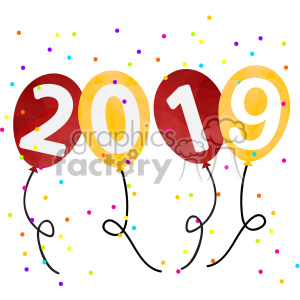   2019 new year party balloons vector art 