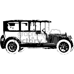 Black and white clipart image of an old vintage car, possibly from the early 20th century.