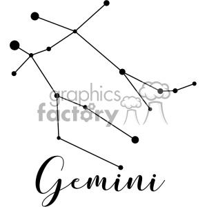 Clipart image of the Gemini star sign constellation with the word 'Gemini' written below in cursive.