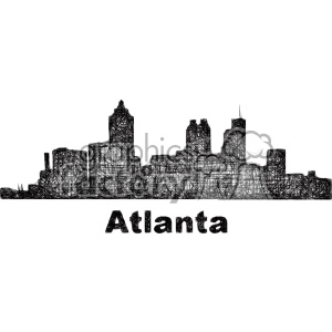   black and white city skyline vector clipart USA Atlanta 