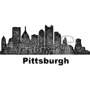 black and white city skyline vector clipart USA Pittsburgh