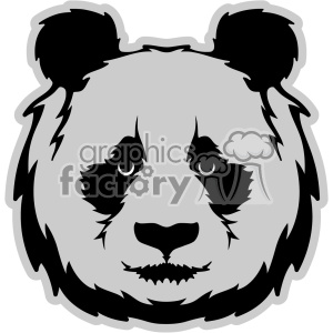 A black and grey clipart image of a panda bear's face with a neutral expression.