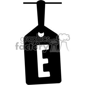 Clipart image of a price tag with the letter 'E' displayed on it.