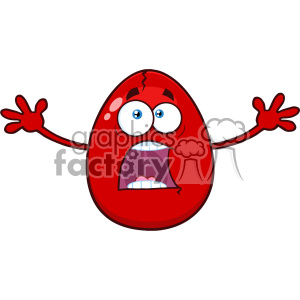 10980 Royalty Free RF Clipart Scared Cracked Red Egg Cartoon Mascot Character With Open Arms Vector Illustration