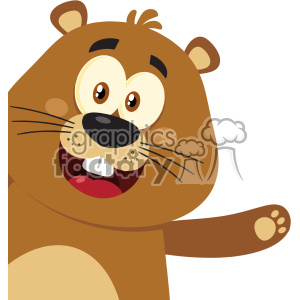 10635 Royalty Free RF Clipart Cute Marmot Cartoon Mascot Character Waving From Corner Vector Flat Design